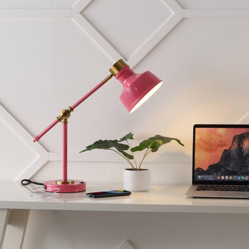 Allegra 18.5" Classic Farmhouse Adjustable Cantilever LED Task Lamp with USB Charging Port - JONATHAN Y